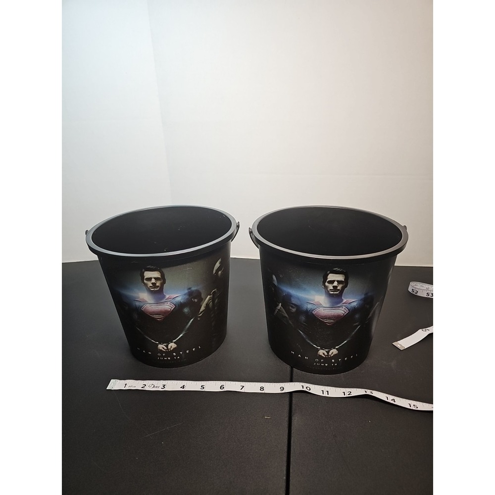 Superman Man Of Steel 2013 Movie Theater Promo Popcorn Plastic Bucket Tub x2